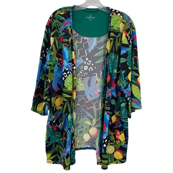 Cuddl Duds Sweaters - Cuddl Duds Cool & Airy Ultra Patch Pocket Wrap In Tropical Women's M Jungle